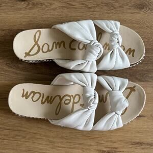 Sam Edelman Alyse Knotted White Leather Slides 8.5